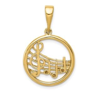 10K Gold Gold Polished Musical Notes Pendant